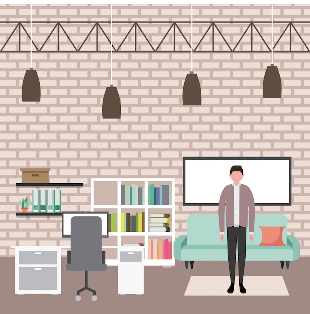 Free vector businessman at modern office