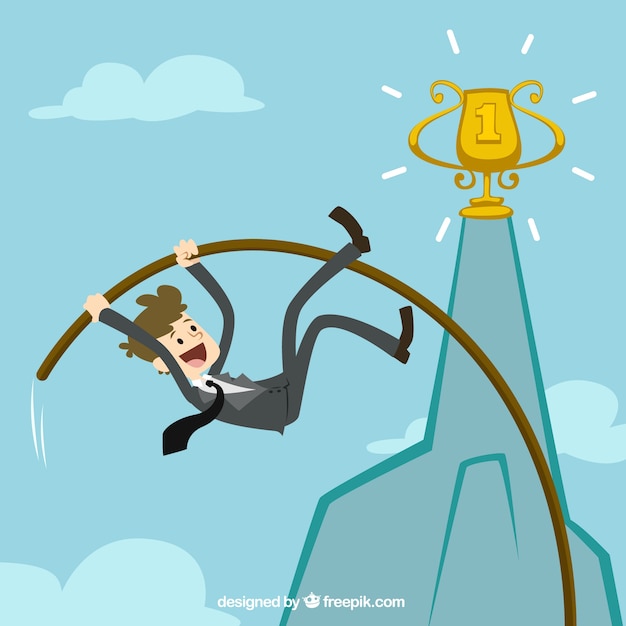 Free vector businessman pole vaulting to achieve his goal