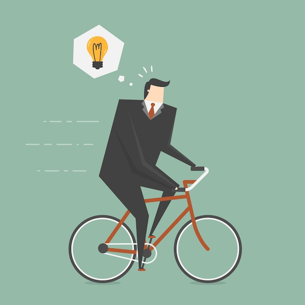 Free vector businessman riding a bike