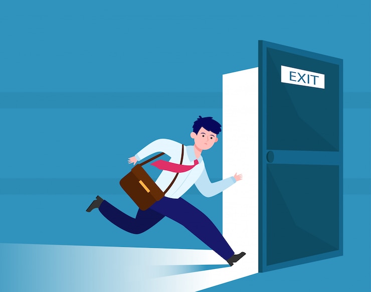 Free Vector businessman running to escape exit