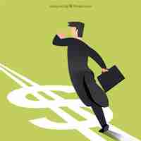 Free vector businessman running in money direction