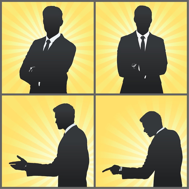 Businessman silhouette on yellow background
