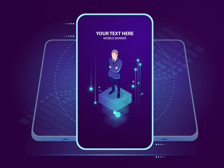 Free Vector businessman on smartphone screen 
