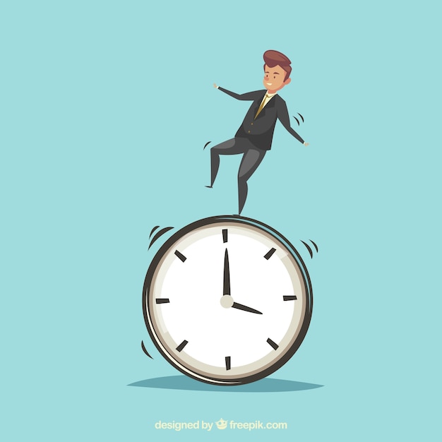 Free vector businessman on top of a clock