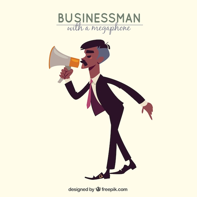 Businessman using a megaphone