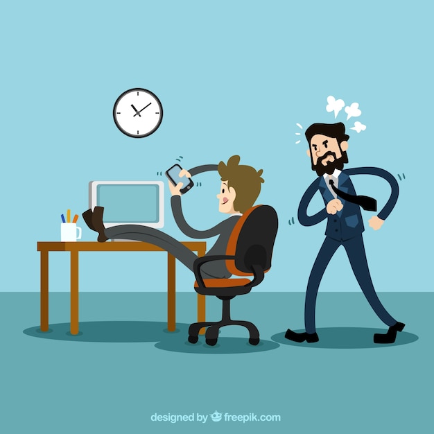 Free vector businessman using mobile phone at work