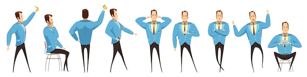 Businessman In Various Poses Set