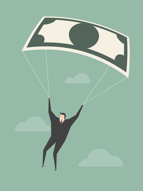 Бесплатное векторное изображение Бизнесмен с парашютом