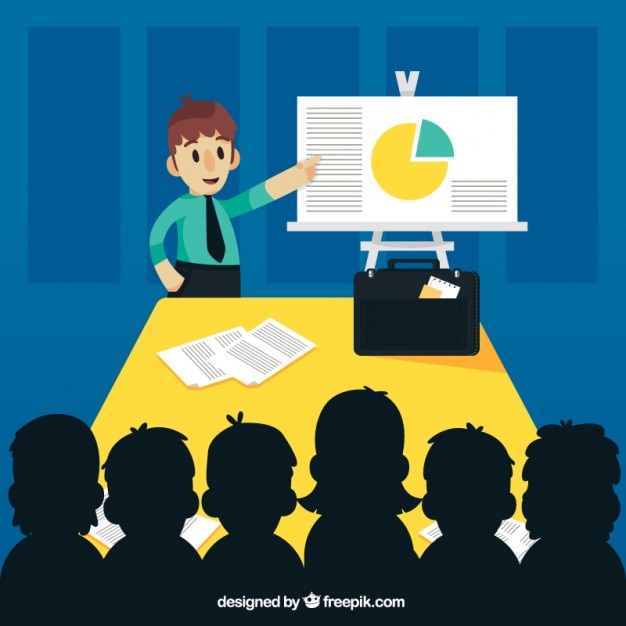 Free Vector businessman with his explanation 