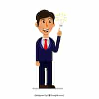 Free vector businessman with an idea