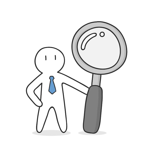 Free vector businessman with magnifying glass