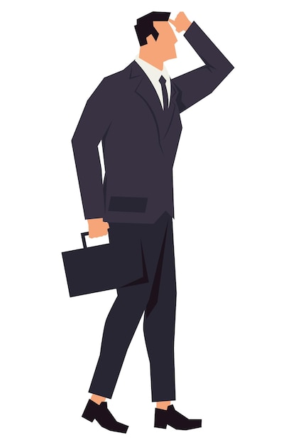 Free vector businessman with portfolio searching