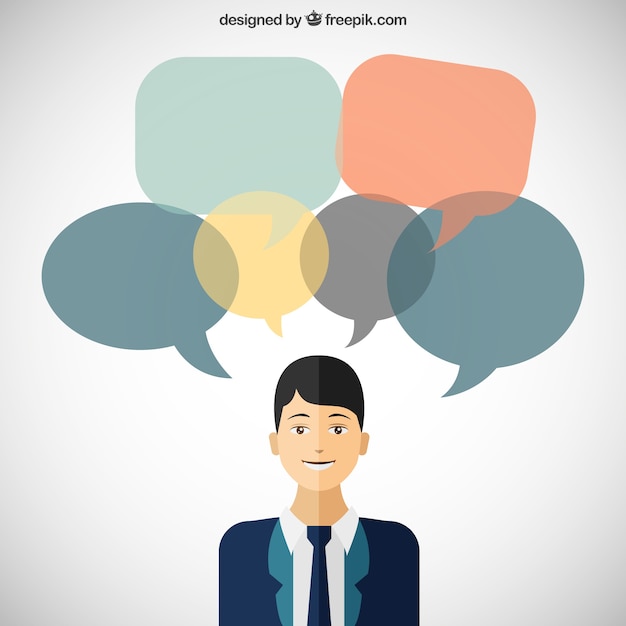 Free vector businessman with speech bubbles