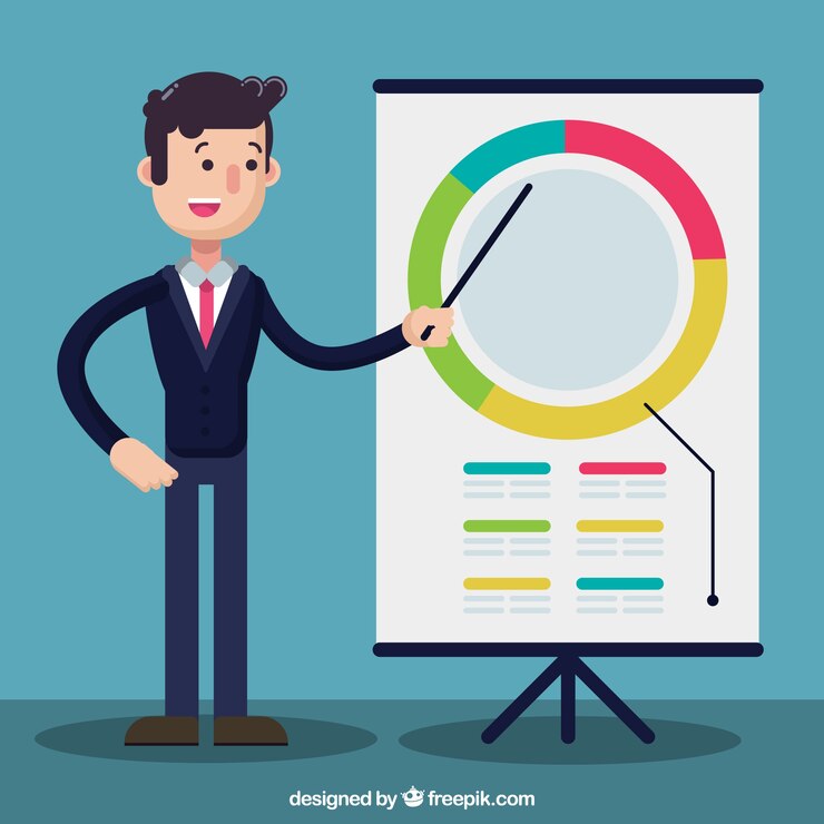 Free Vector businessman with statistics
