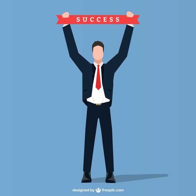Businessman with success ribbon