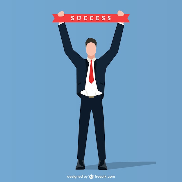 Businessman with success ribbon