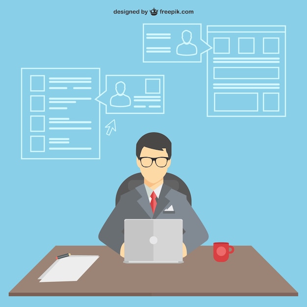 Free vector businessman working in his desk