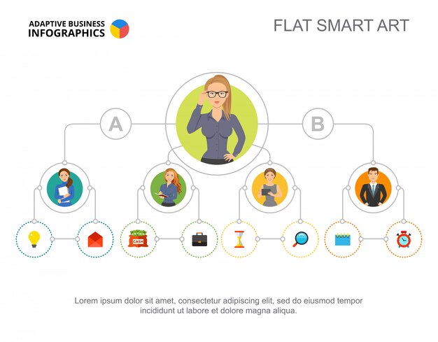 Businesspeople flow chart template for presentation