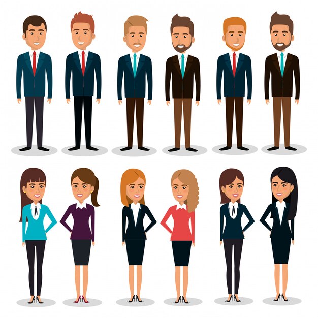 businesspeople teamwork character set illustration