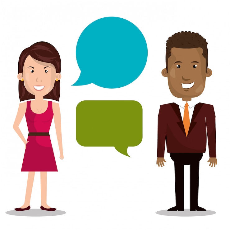 Free Vector businesspeople with speech bubbles