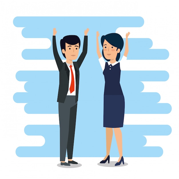 Free vector businesspeople with their hands up