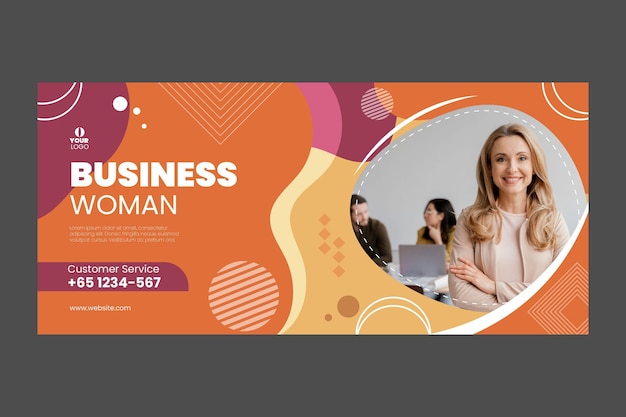 Businesswoman banner template with photo