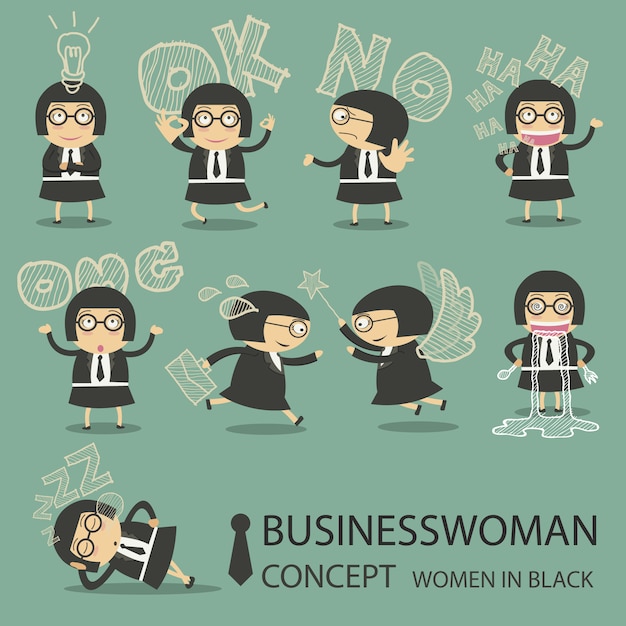 Free vector businesswoman character collection