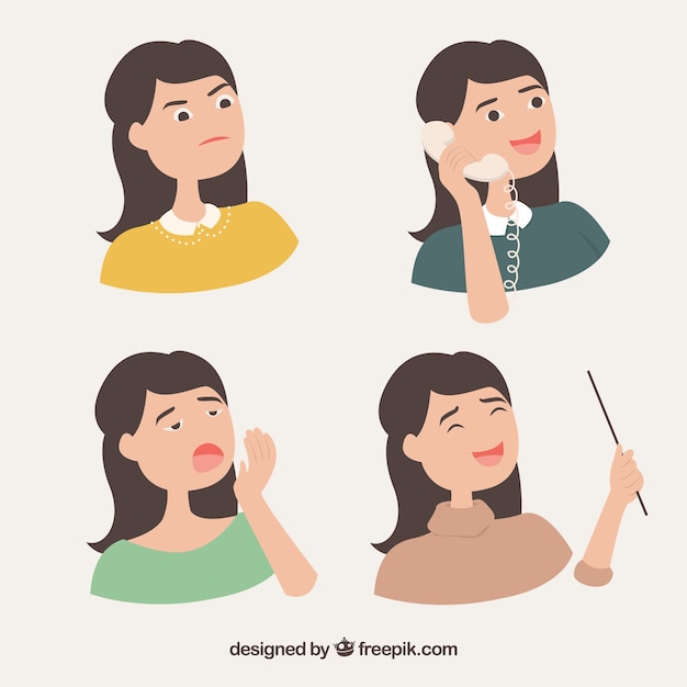 Businesswoman character doing different gestures