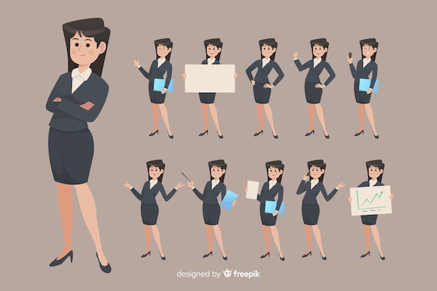 Free vector businesswoman doing different actions