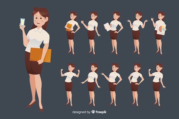 Free vector businesswoman doing different actions