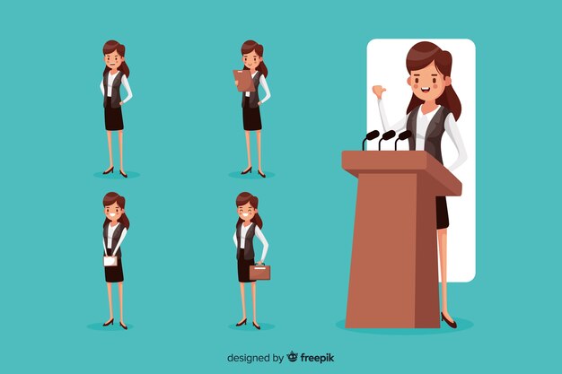 Free vector businesswoman doing different actions