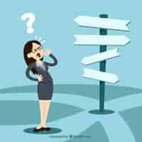 Free vector businesswoman in front of a choice