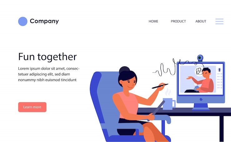 Free Vector businesswoman having online conference with partner or colleague. website template or landing page
