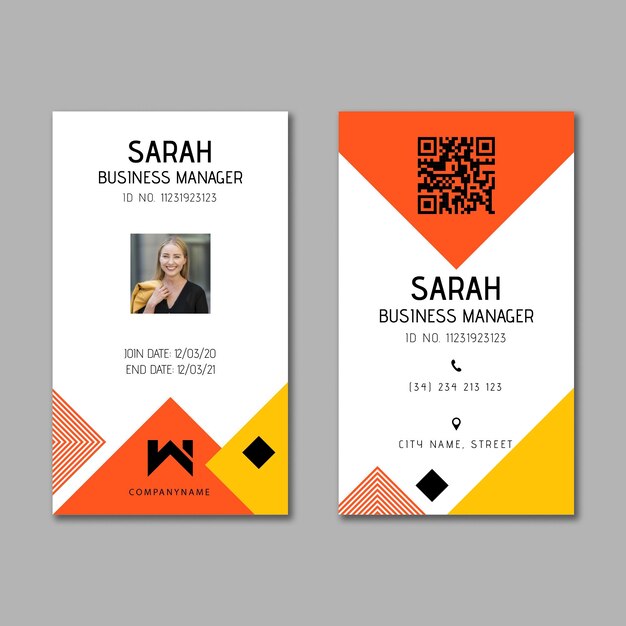 Businesswoman id card template