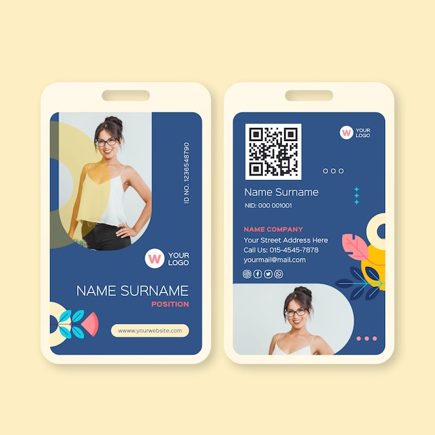 Free vector businesswoman id card template