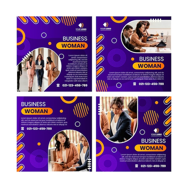 Free vector businesswoman instagram posts