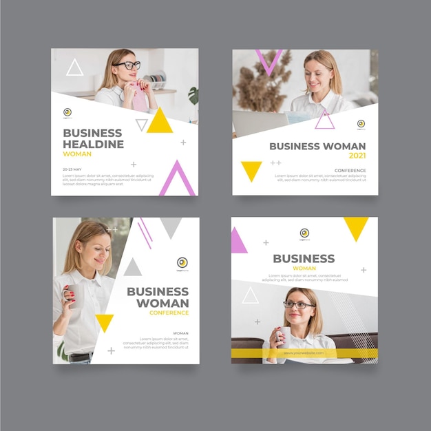 Free vector businesswoman instagram posts