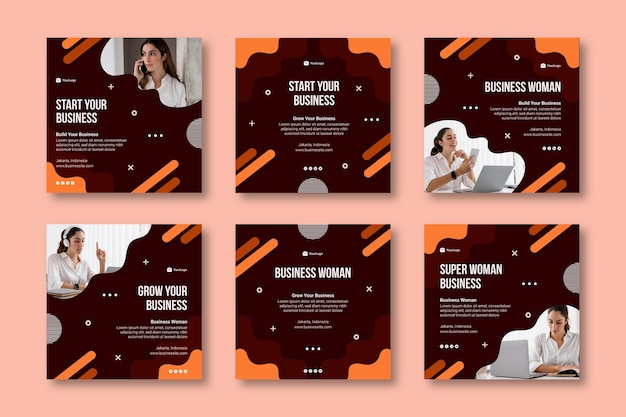 Free vector businesswoman instagram posts