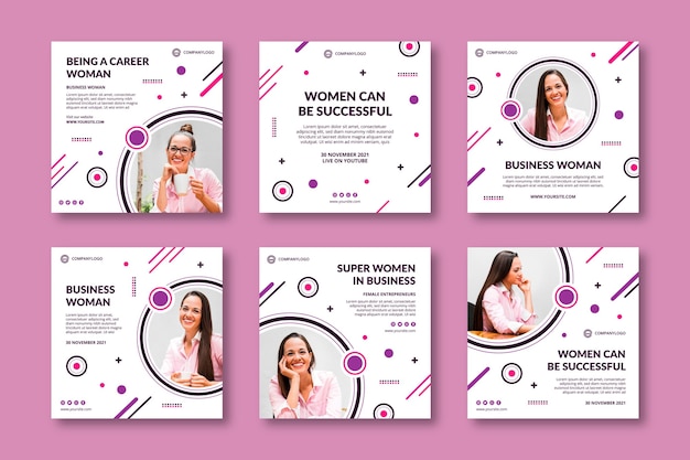 Free vector businesswoman instagram posts