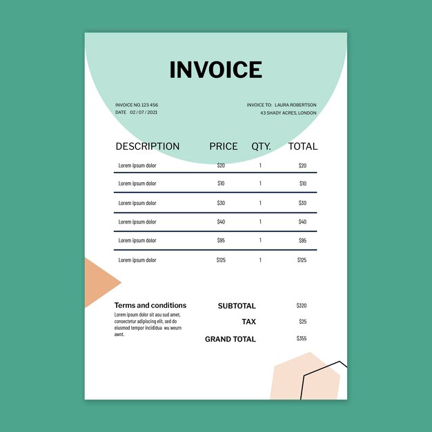 사업가 송장 디자인 서식 파일