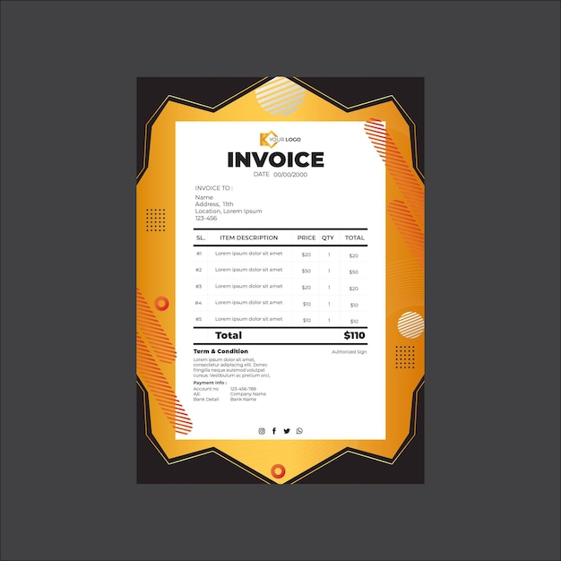 Бесплатное векторное изображение Шаблон счета-фактуры предпринимателя