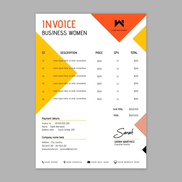 Businesswoman invoice template