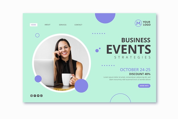 Free vector businesswoman landing page template