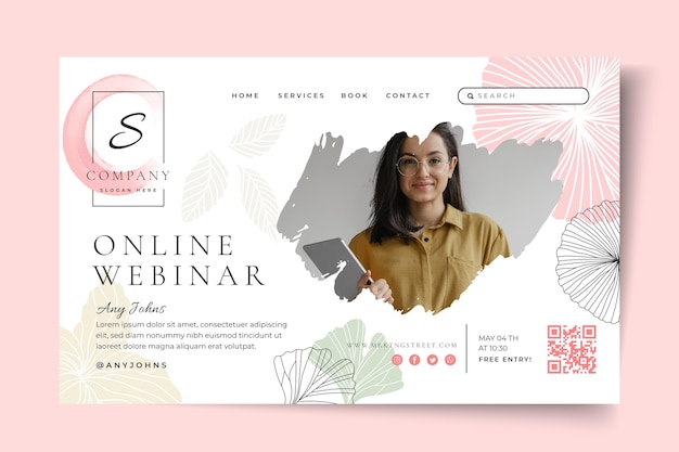 Free vector businesswoman landing page template