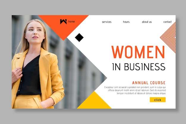 image slider website template free download Free vector businesswoman landing page
