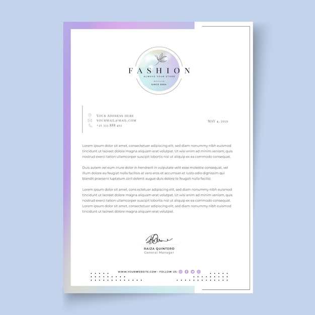 Free vector businesswoman letterhead template with elegant elements