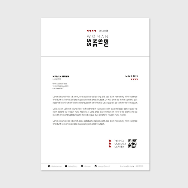 Free vector businesswoman letterhead template