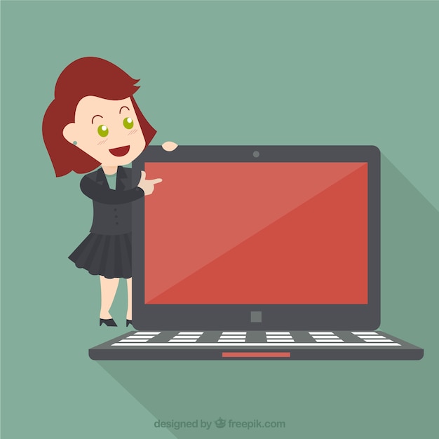 Free vector businesswoman pointing to the screen