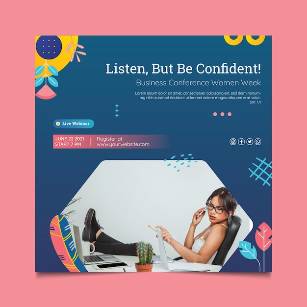 businesswoman print flyer template