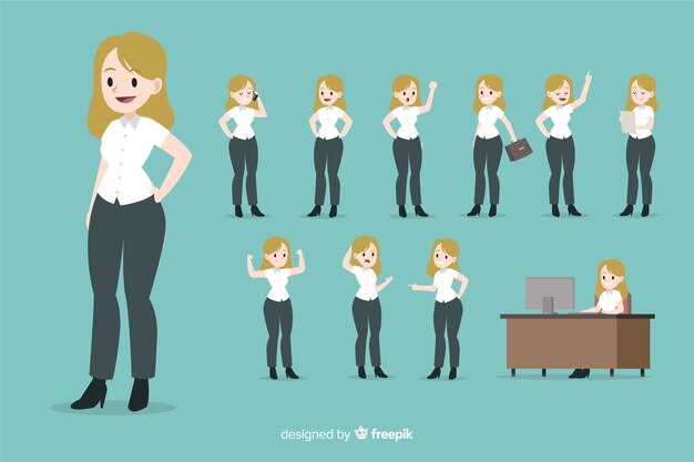 Businesswoman set with different postures